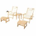 W Unlimited Romantic Collection Canvas Sling Chair with Cup and Wine Holder and Ottoman Set of 5 2117NC-BG-CH2OT2ET